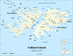 Karte von den Falkland Islands / Islas Malvinas